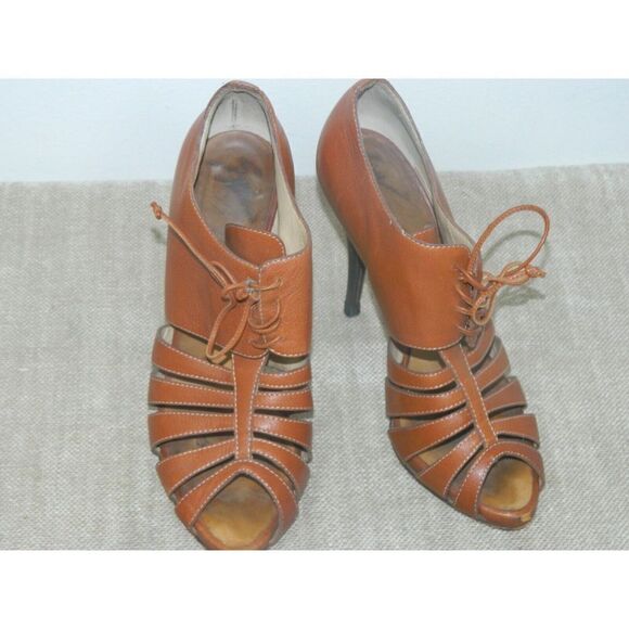 Guiseppe‎ Zanotti Shoe Size 8 EU 38 Brown Cage Open Toe Zip Back Brown Heel - Picture 6 of 10